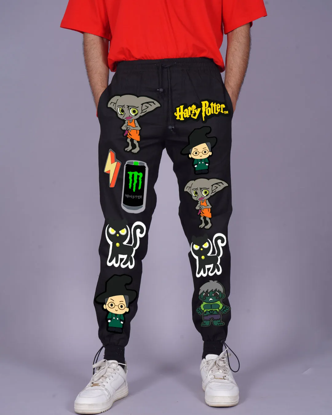 Men's Black Cargo Pants with Harry Potter Twist