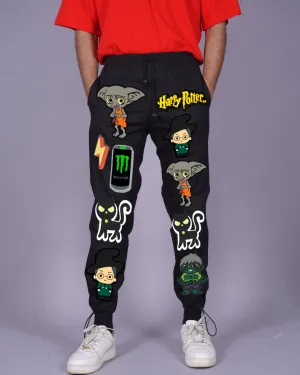 Men's Black Cargo Pants with Harry Potter Twist