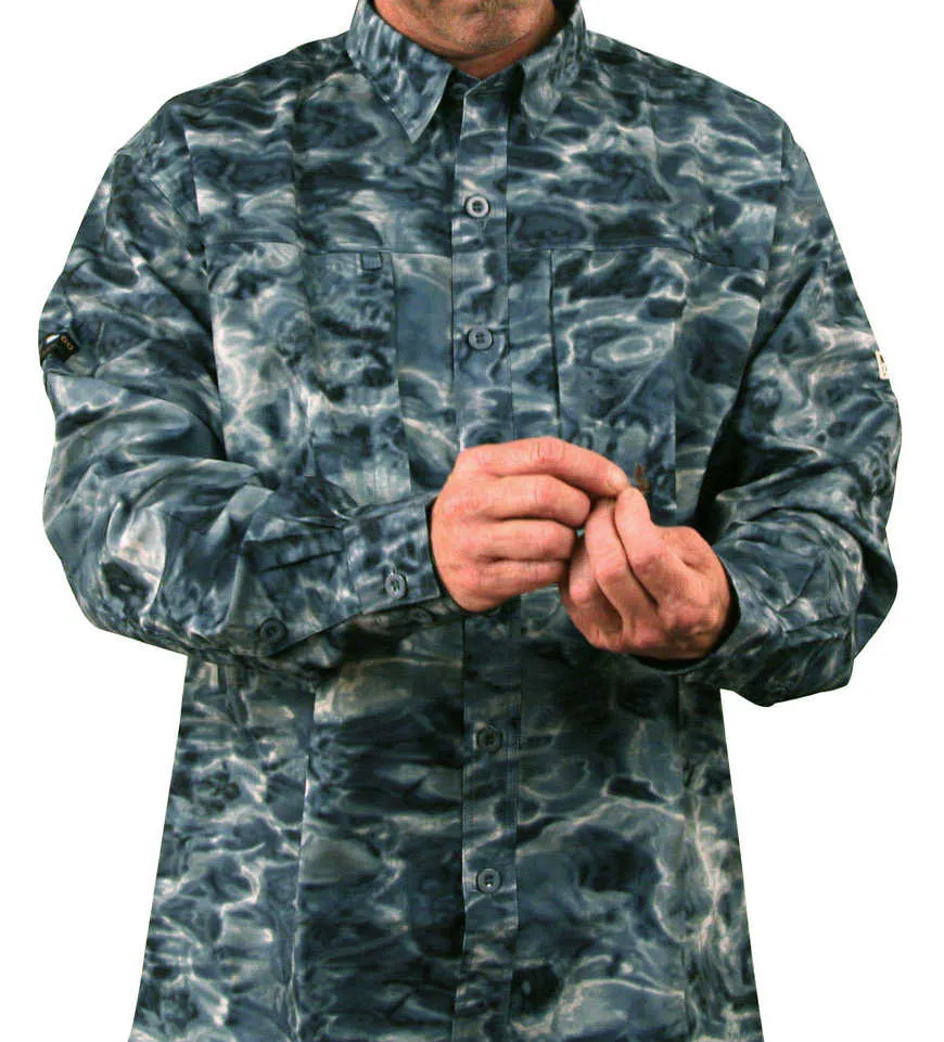 Mens Fly Fishing Flats Vented UPF Flats Shirt | Aqua Design