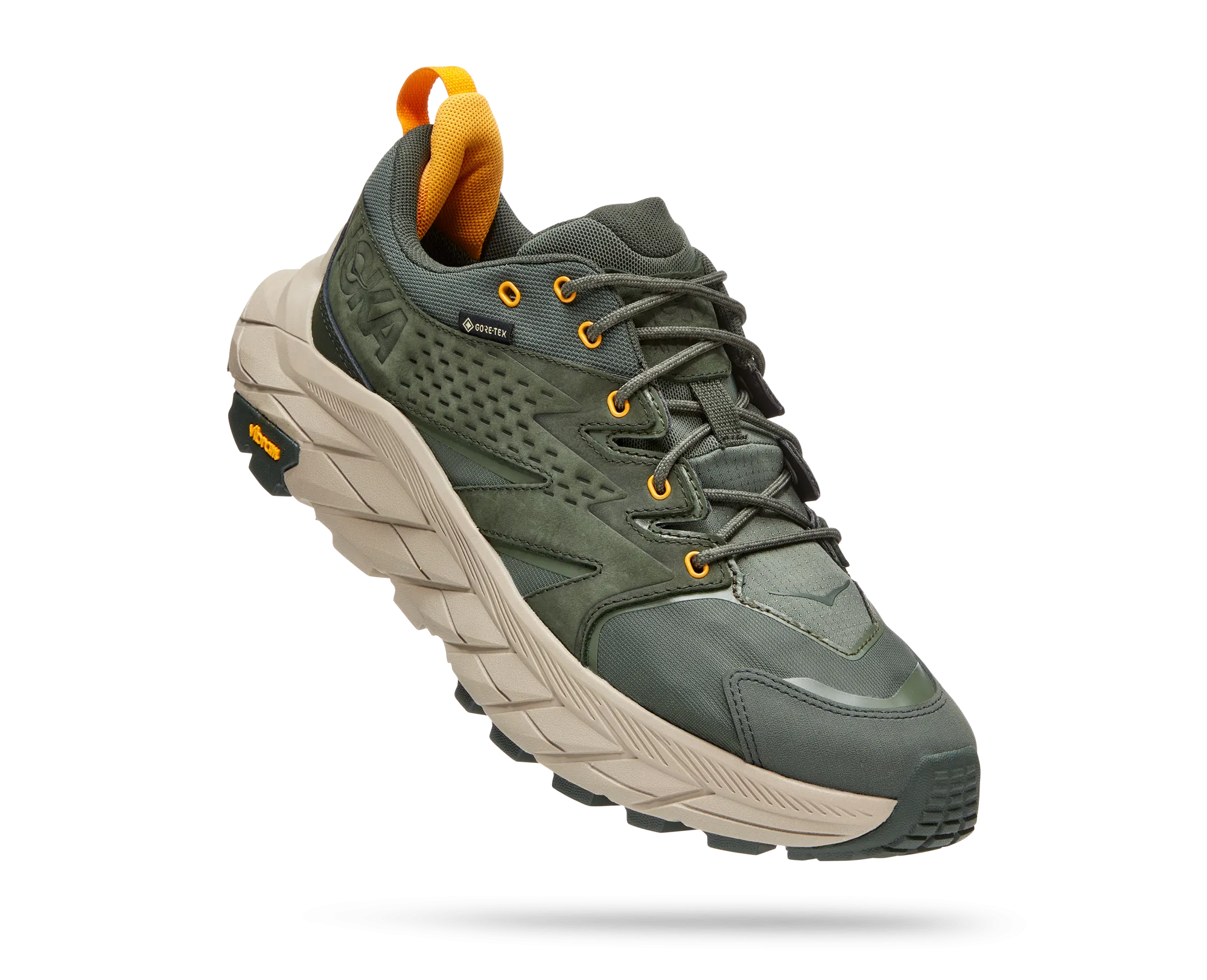 Men's Hoka Anacapa Low GTX Color: Duffel Bag/Radiant Yellow