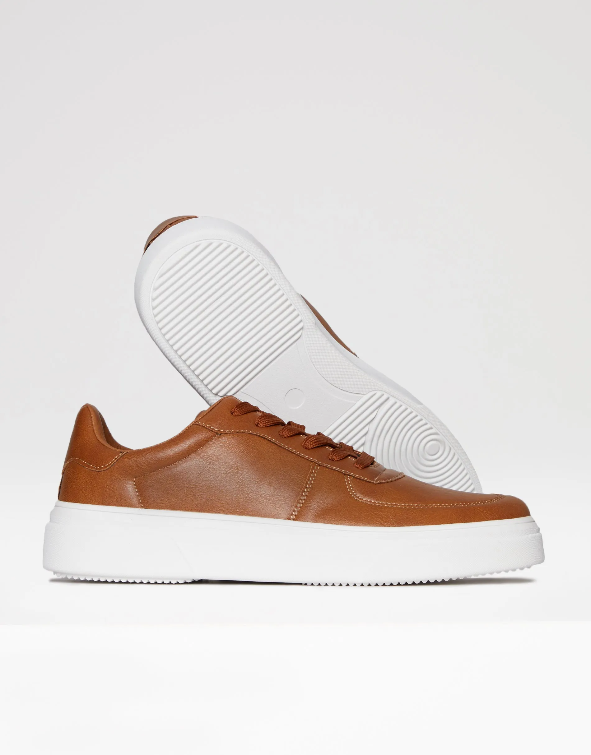 Men's Tan Retro Raised Sole Casual Trainers