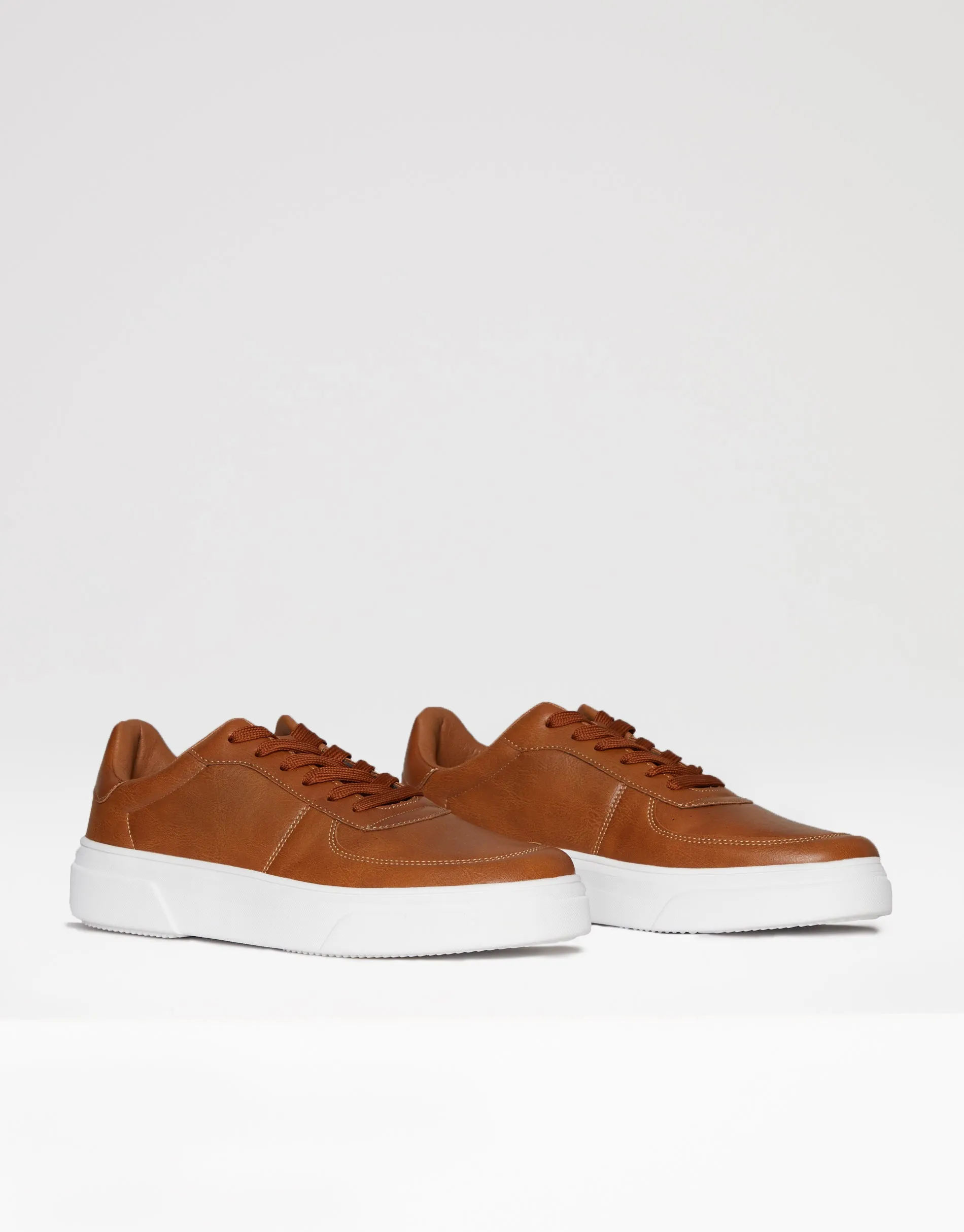 Men's Tan Retro Raised Sole Casual Trainers