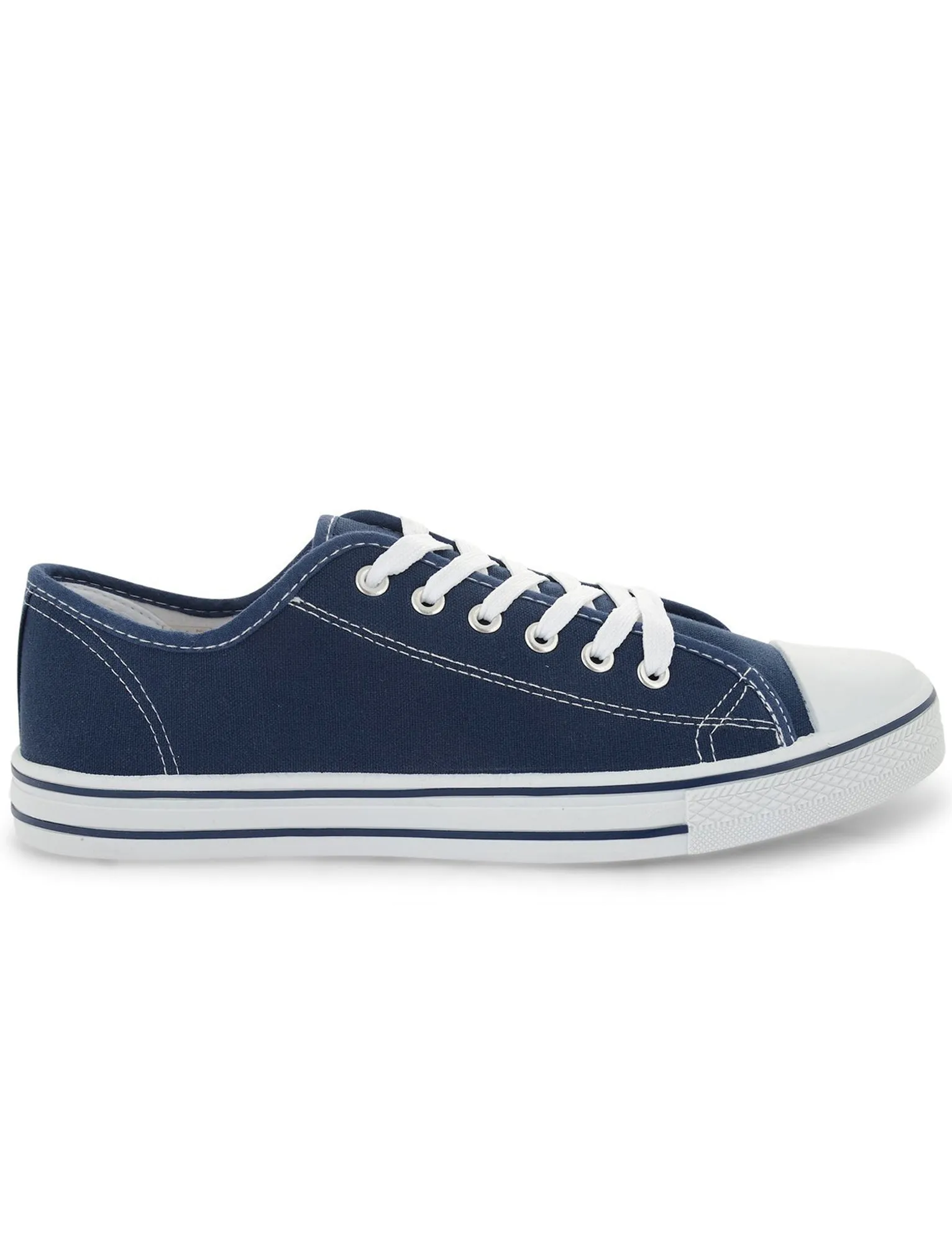 Mens Taylor Low Top Lace Up Canvas Trainers in Navy