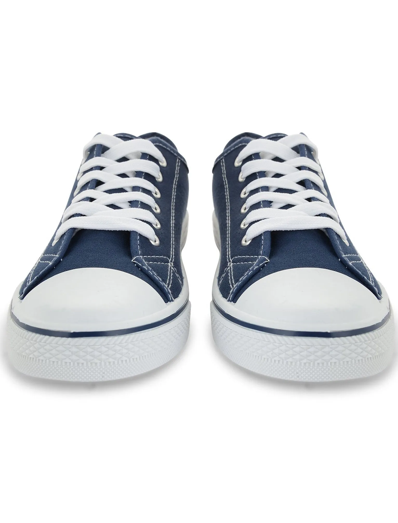 Mens Taylor Low Top Lace Up Canvas Trainers in Navy