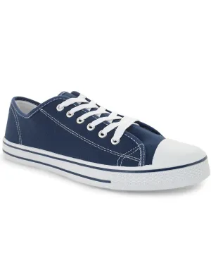 Mens Taylor Low Top Lace Up Canvas Trainers in Navy