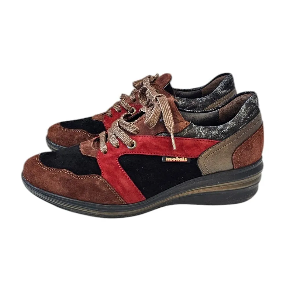Mephisto Mobils Sabryna Chestnut Multi Leather Ergonomic Comfort Sneaker