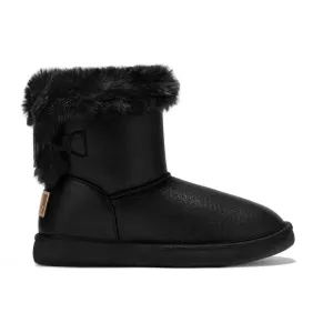 Metallic Black Bow Australian Ankle Boots