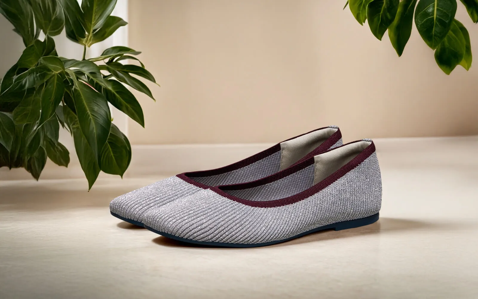 Metallic Square Flats : Grey-Silver