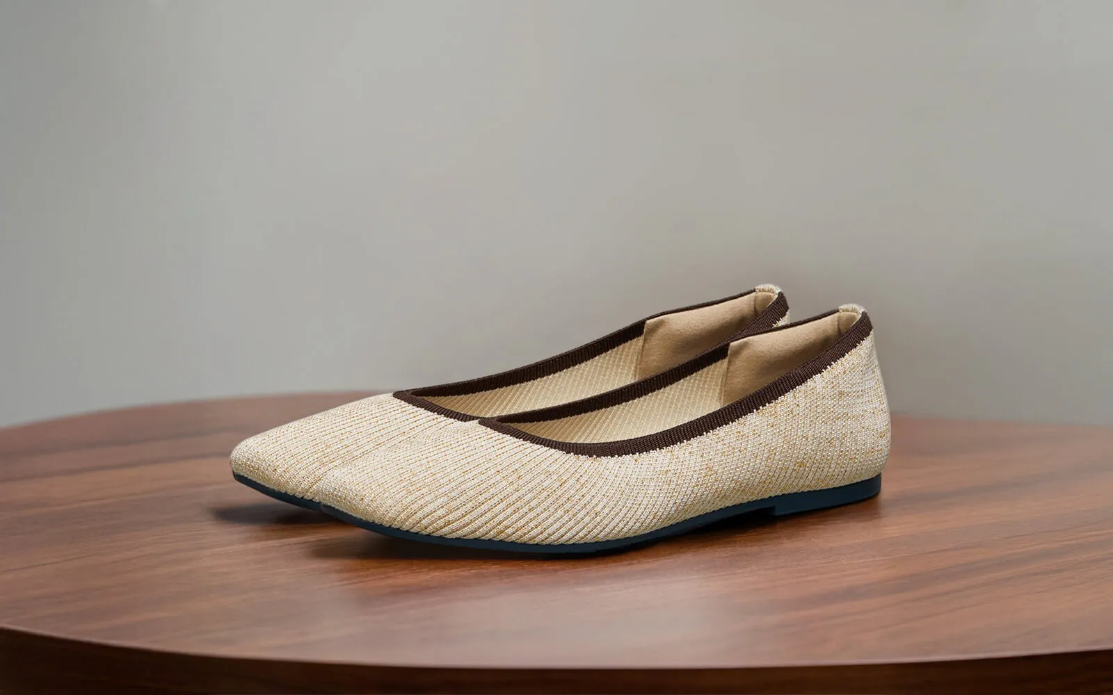 Metallic Square Flats : Ivory-Gold