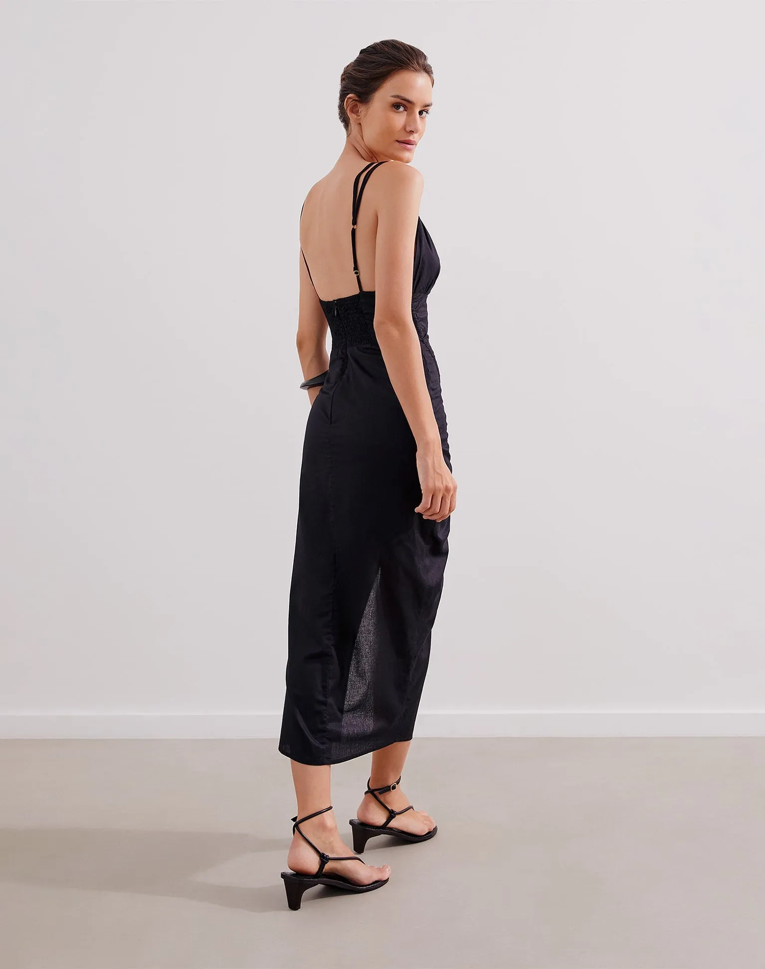 Misa Detail Midi Dress (exchange only) - Black