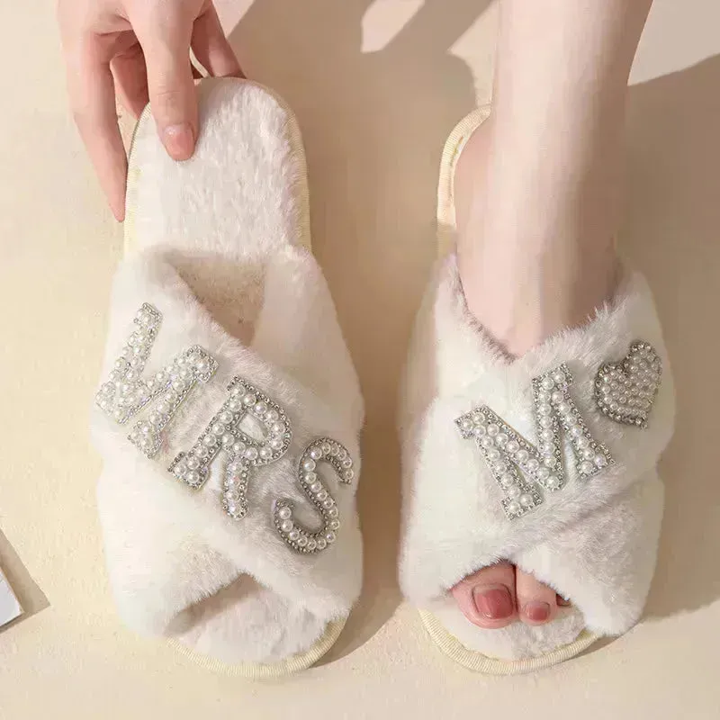 Mrs. Heart Customised Letter Plush Sandals