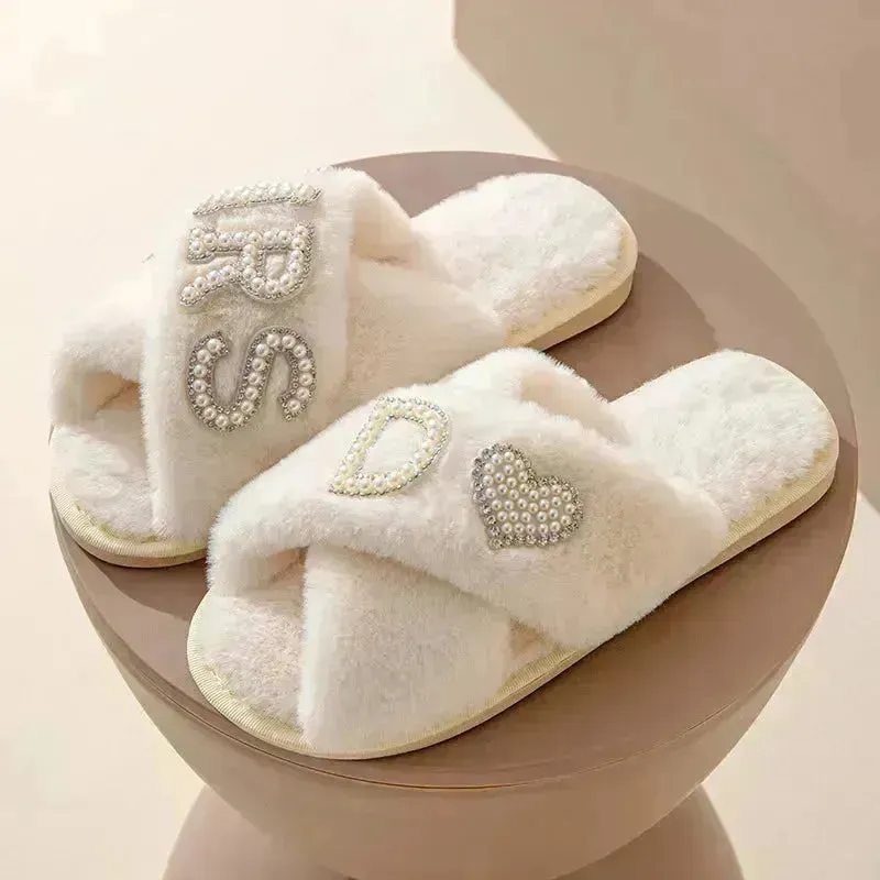 Mrs. Heart Customised Letter Plush Sandals