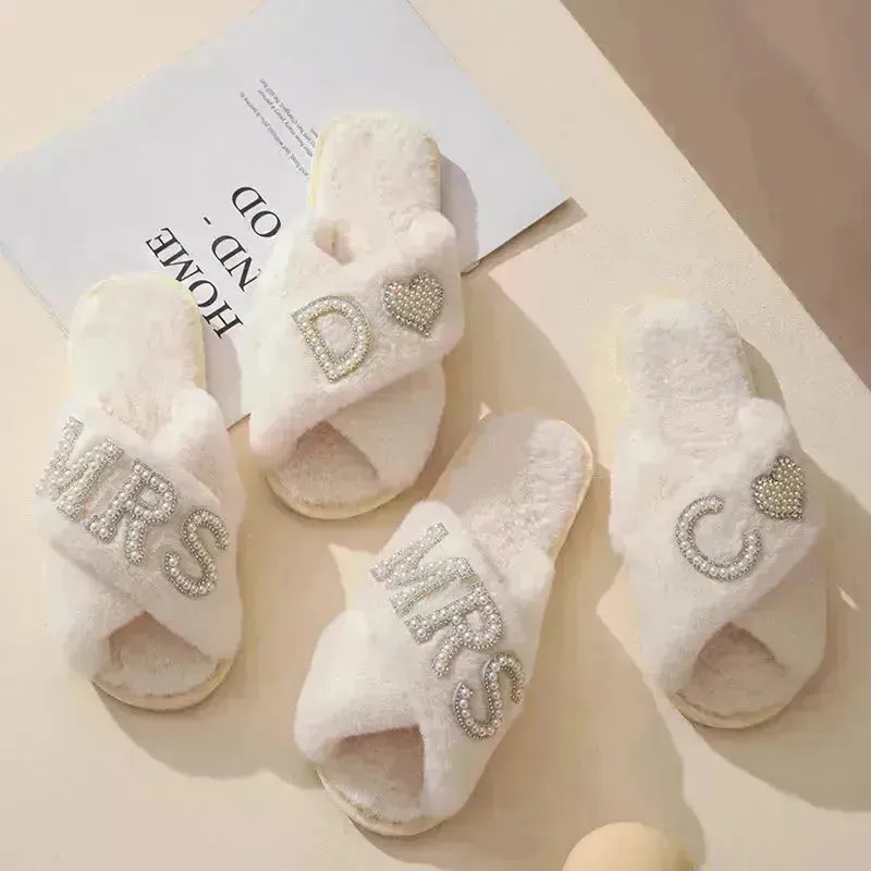 Mrs. Heart Customised Letter Plush Sandals