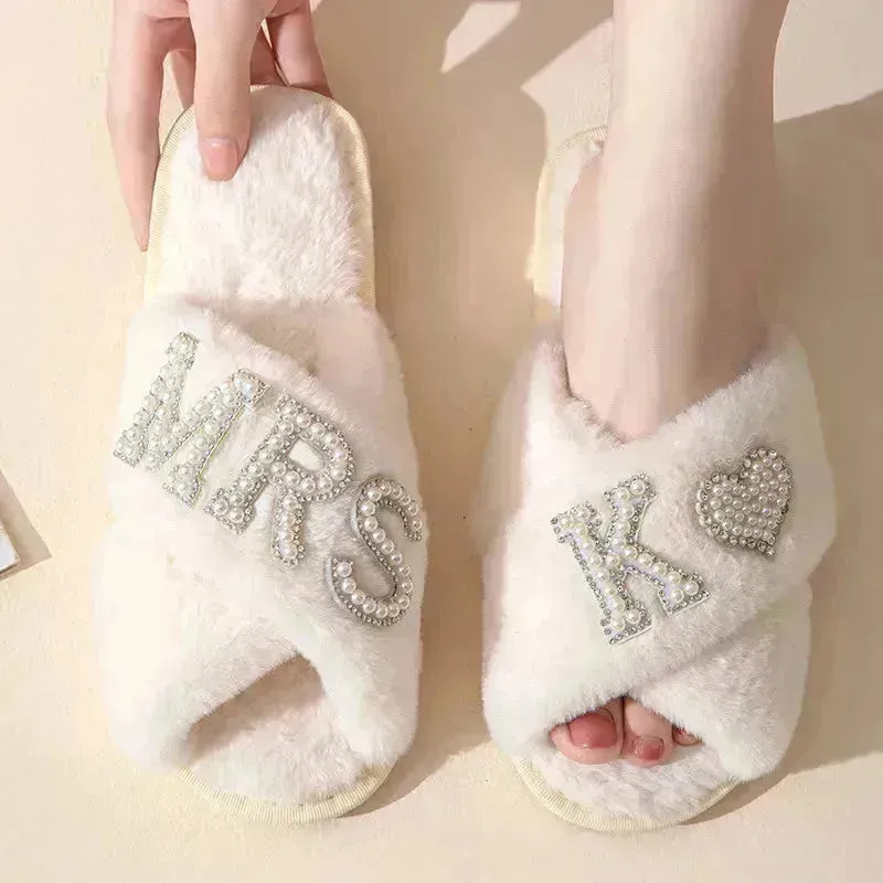 Mrs. Heart Customised Letter Plush Sandals