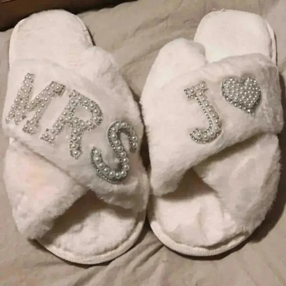 Mrs. Heart Customised Letter Plush Sandals