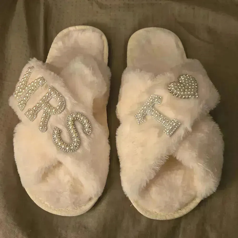 Mrs. Heart Customised Letter Plush Sandals