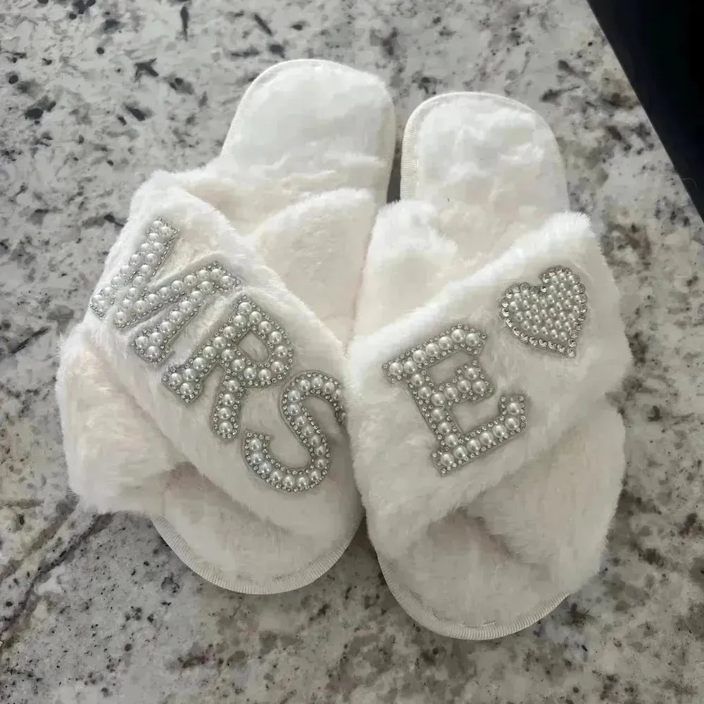 Mrs. Heart Customised Letter Plush Sandals