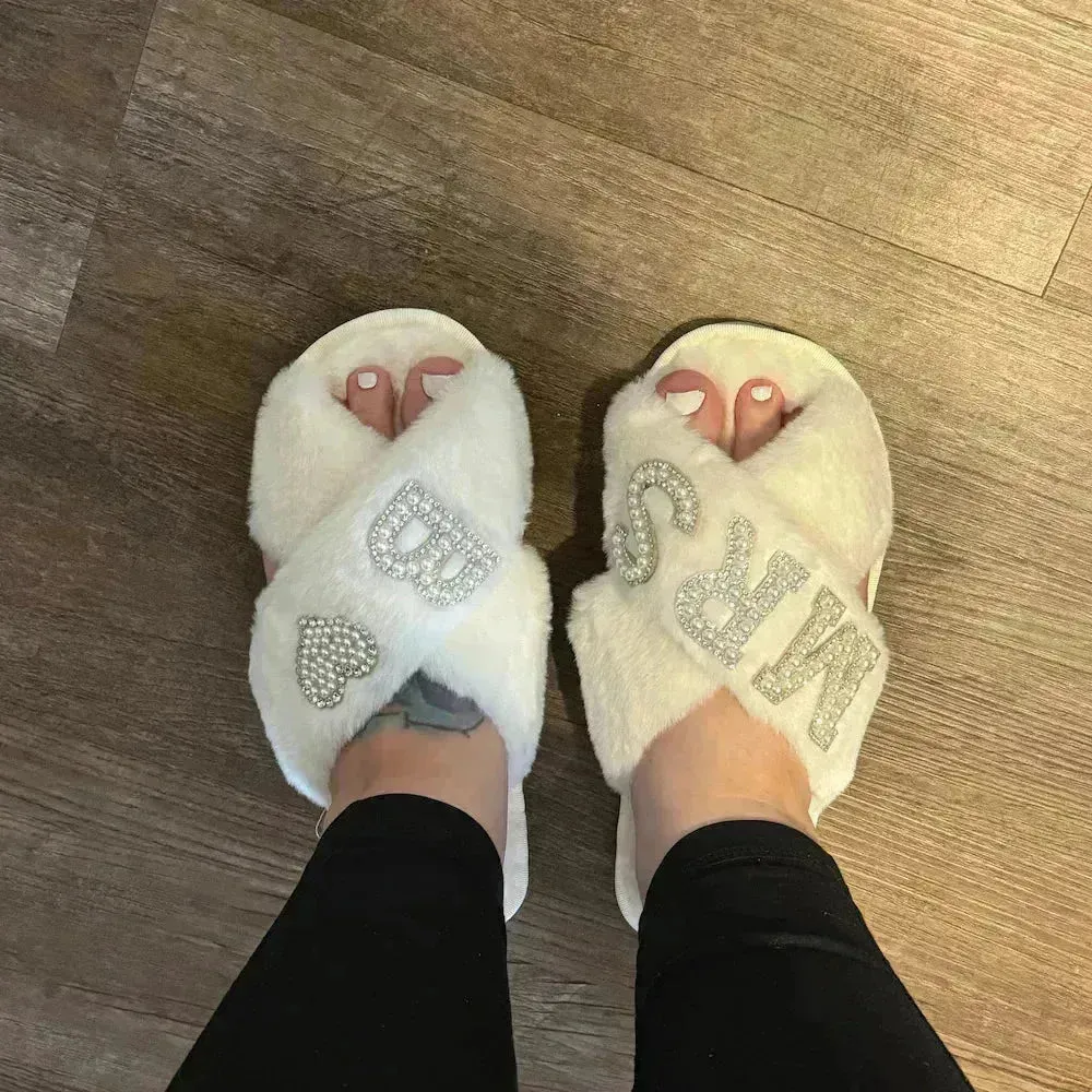 Mrs. Heart Customised Letter Plush Sandals