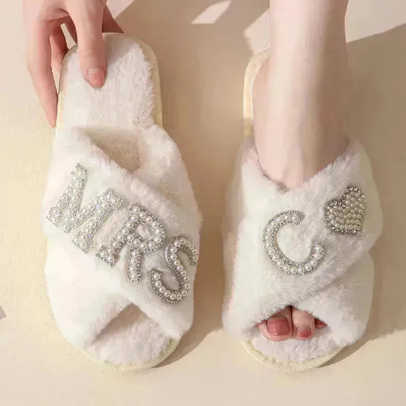 Mrs. Heart Customised Letter Plush Sandals