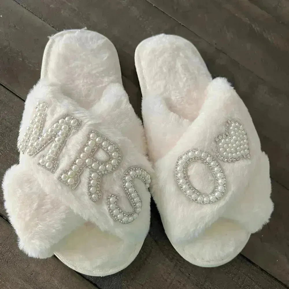 Mrs. Heart Customised Letter Plush Sandals