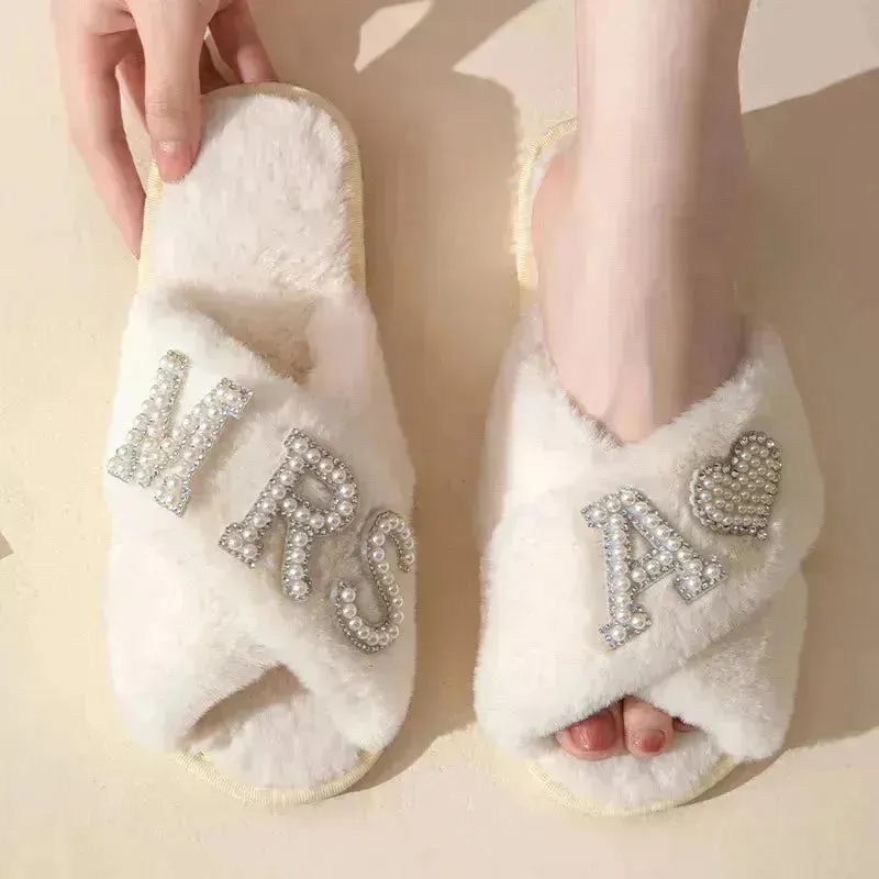 Mrs. Heart Customised Letter Plush Sandals