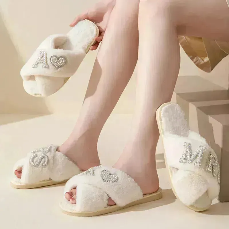 Mrs. Heart Customised Letter Plush Sandals