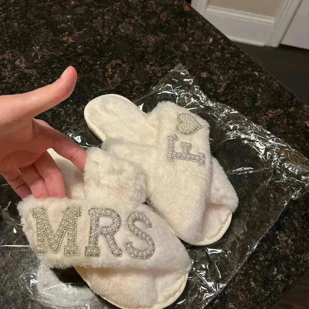Mrs. Heart Customised Letter Plush Sandals