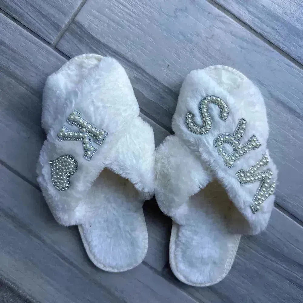 Mrs. Heart Customised Letter Plush Sandals