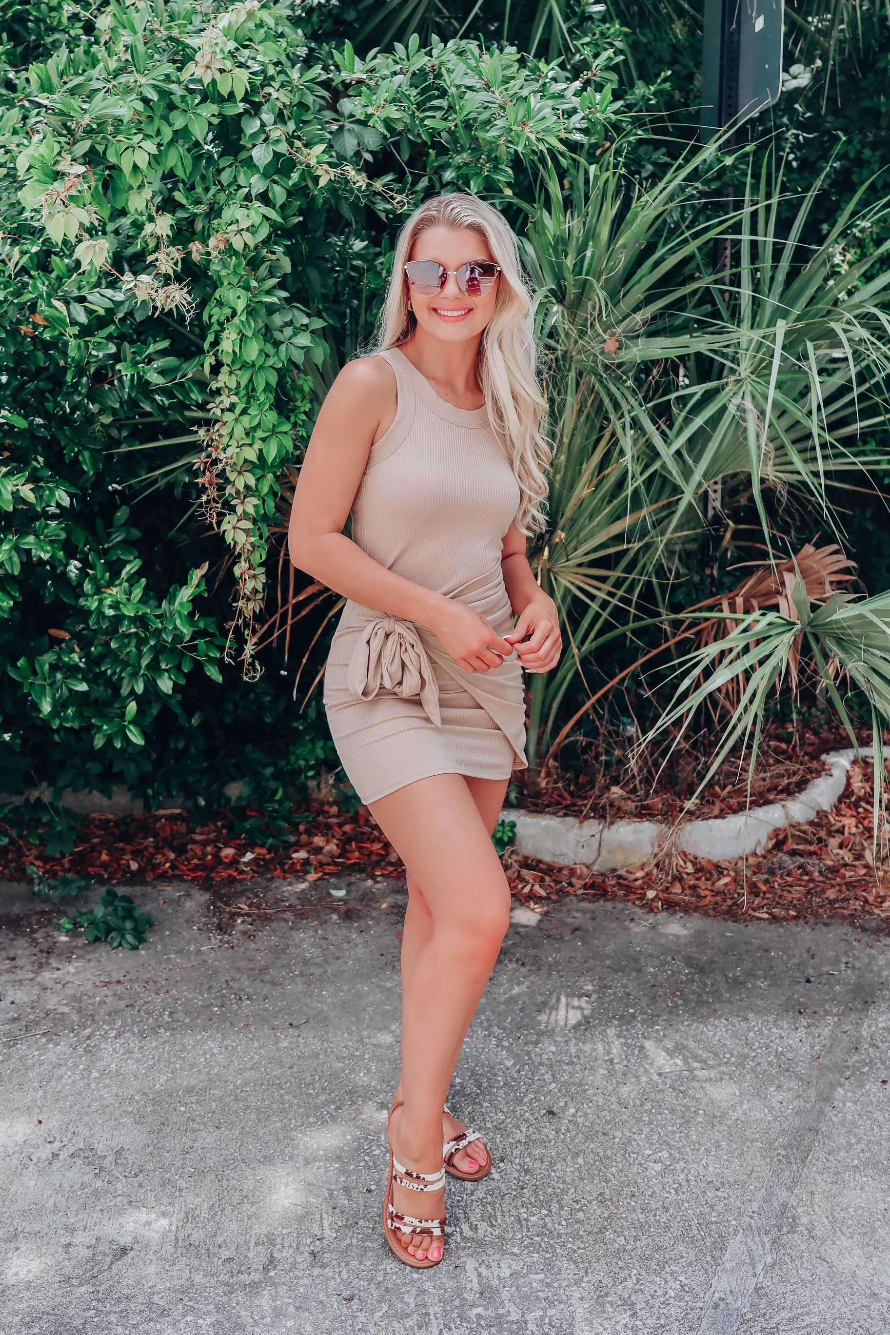 Natural Woman Side Tie Ruched Dress