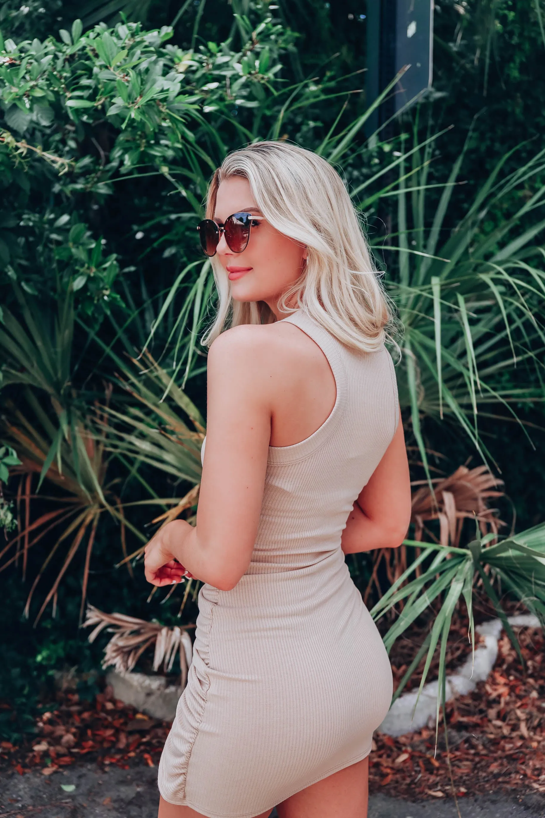 Natural Woman Side Tie Ruched Dress
