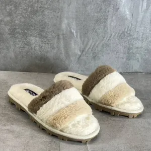 NAUTICA Women's Natural Chyler Faux-Fur Slide Slippers SZ 8