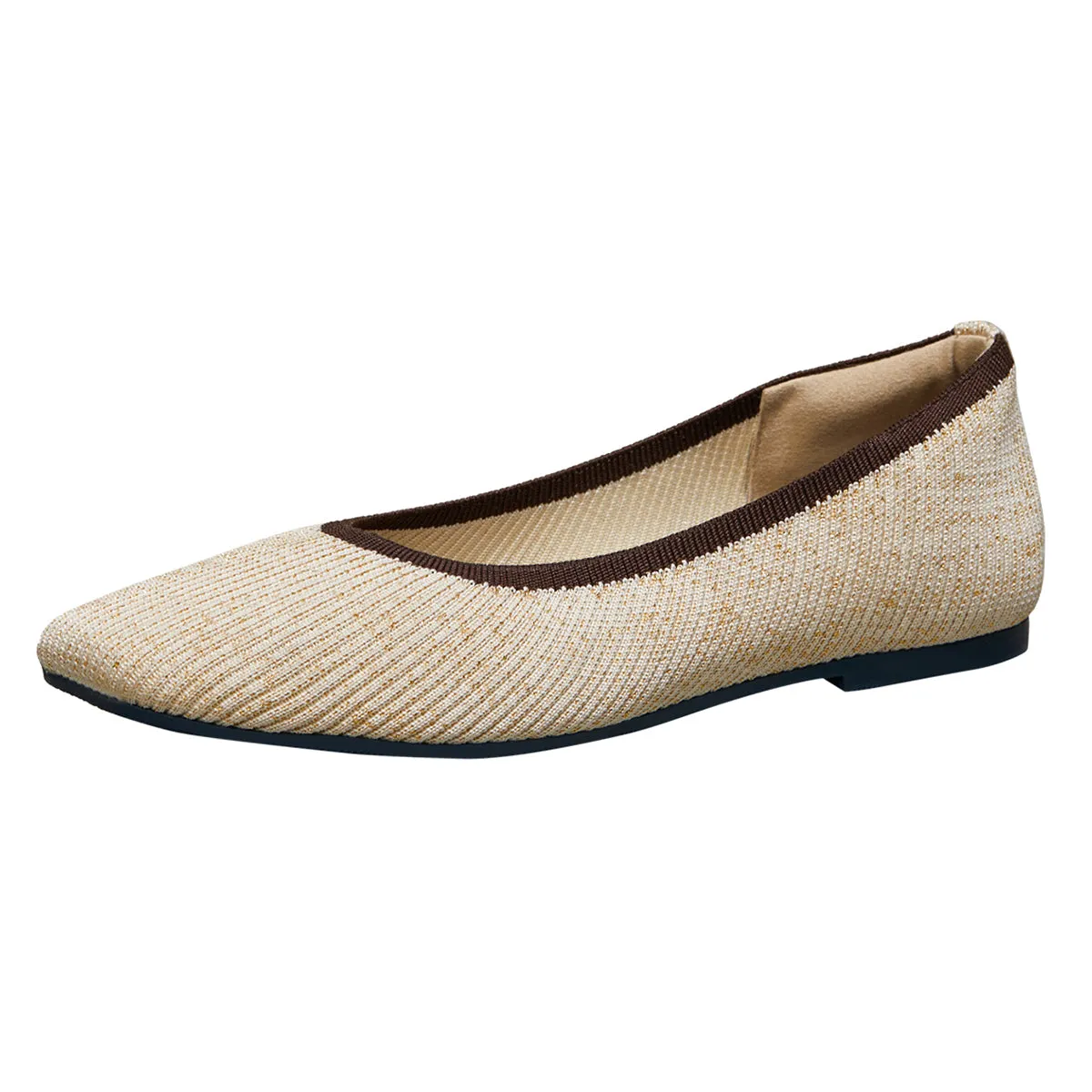 Neeman's Slip-Ons Flats for Women | Metallic Square | Beige