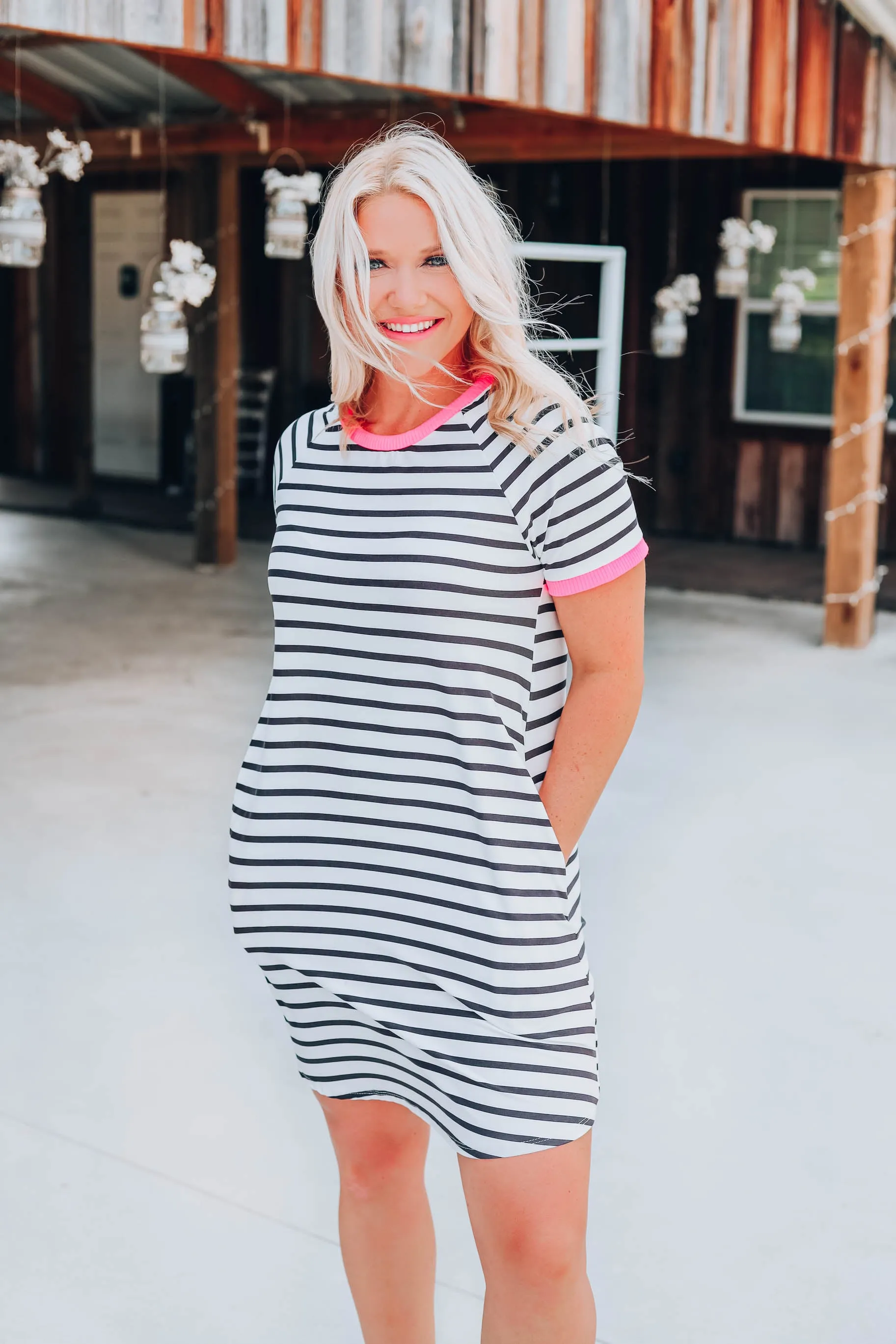 Neon Band Striped Dress