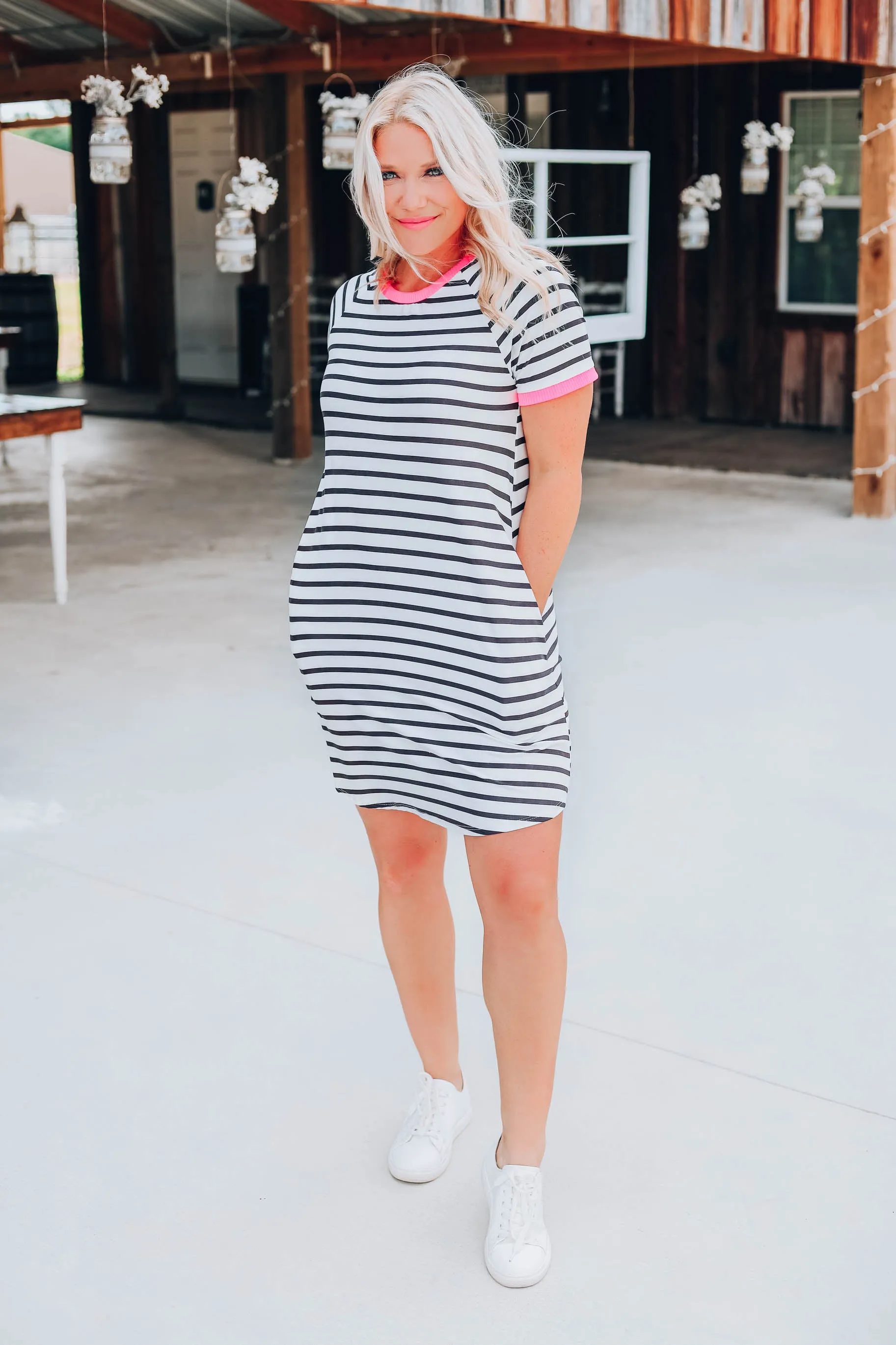 Neon Band Striped Dress