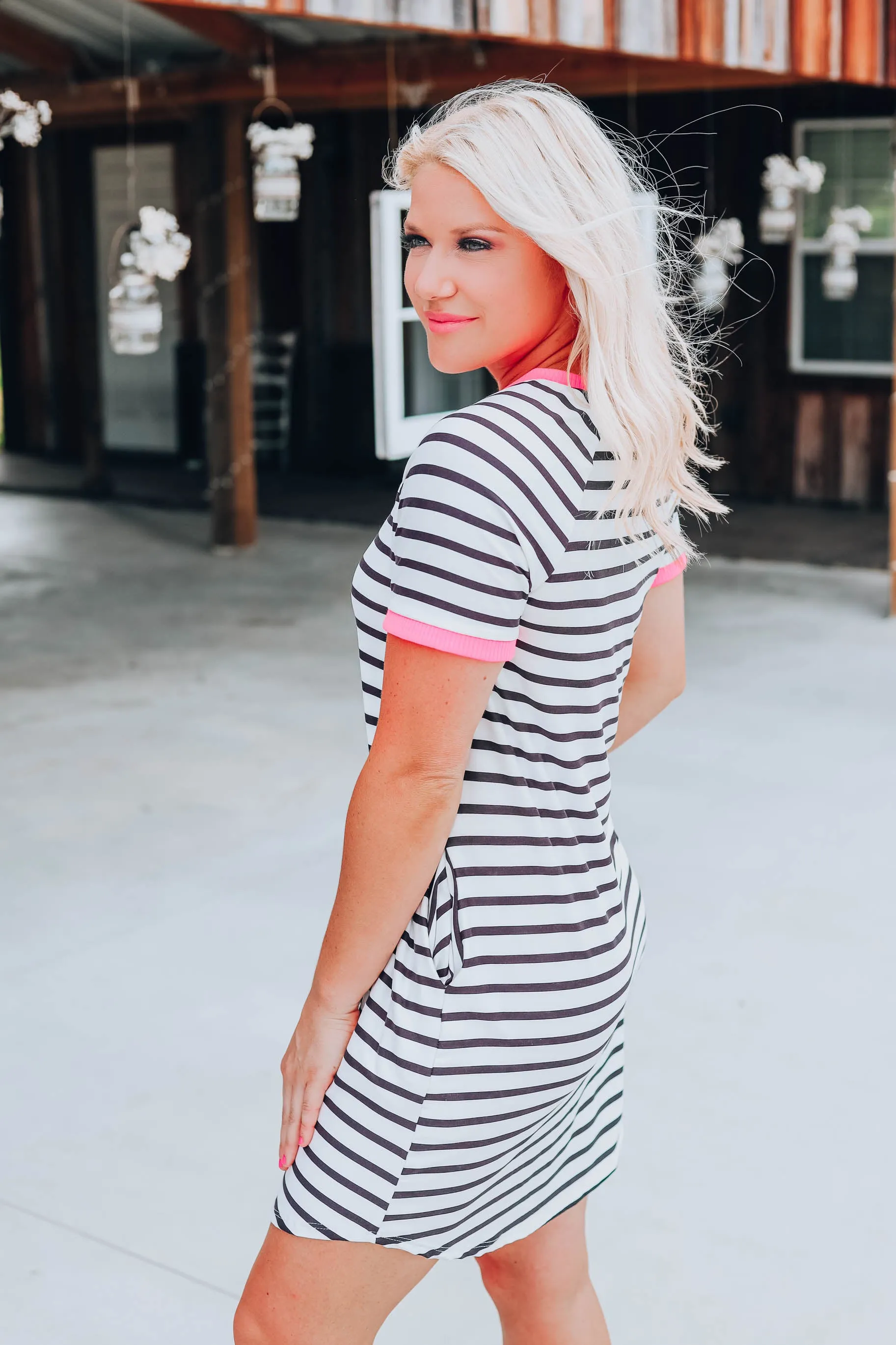 Neon Band Striped Dress