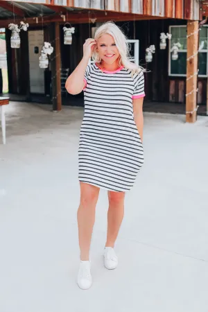 Neon Band Striped Dress