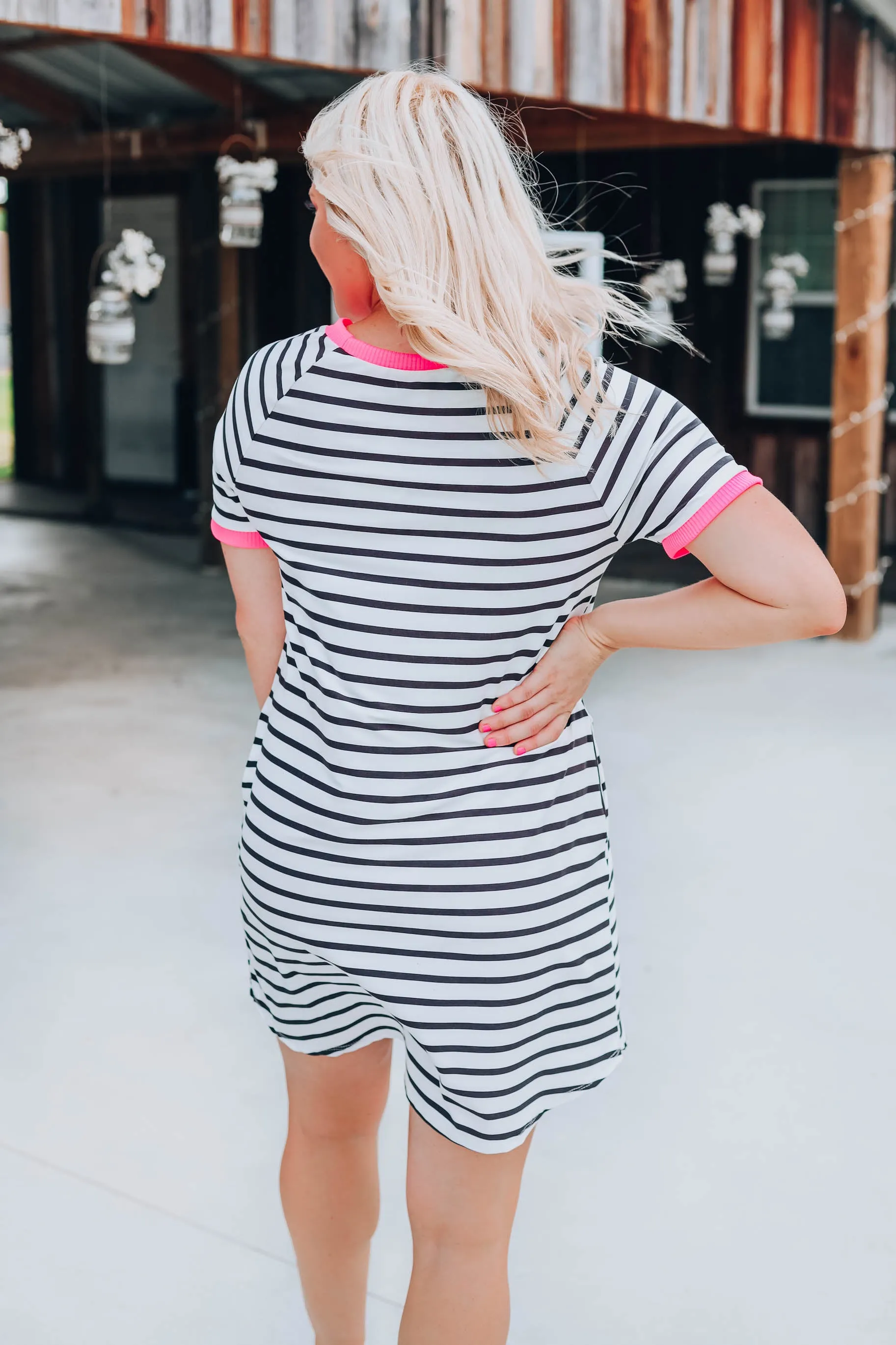 Neon Band Striped Dress