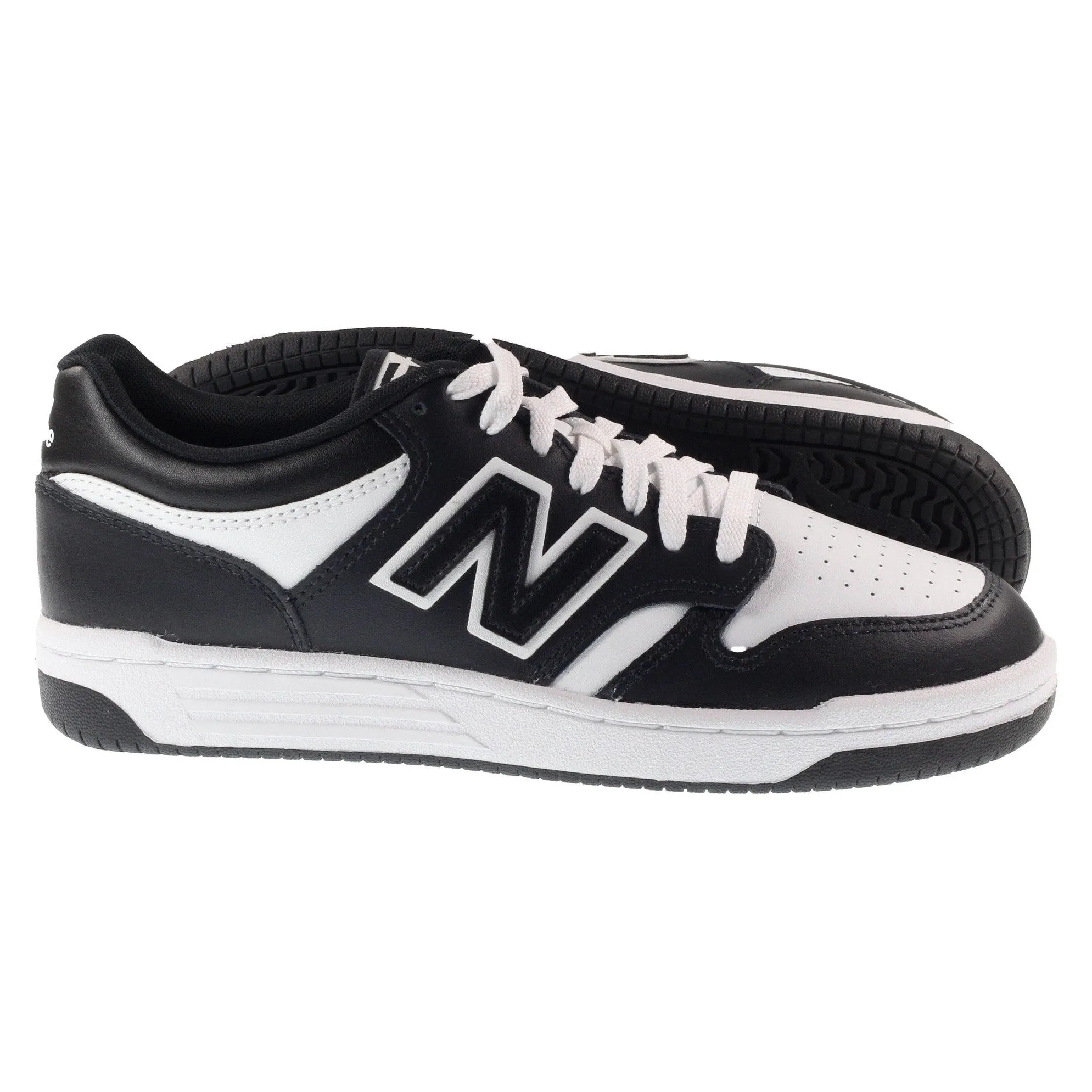 New Balance Trainers Junior 480 Low Leather White Black