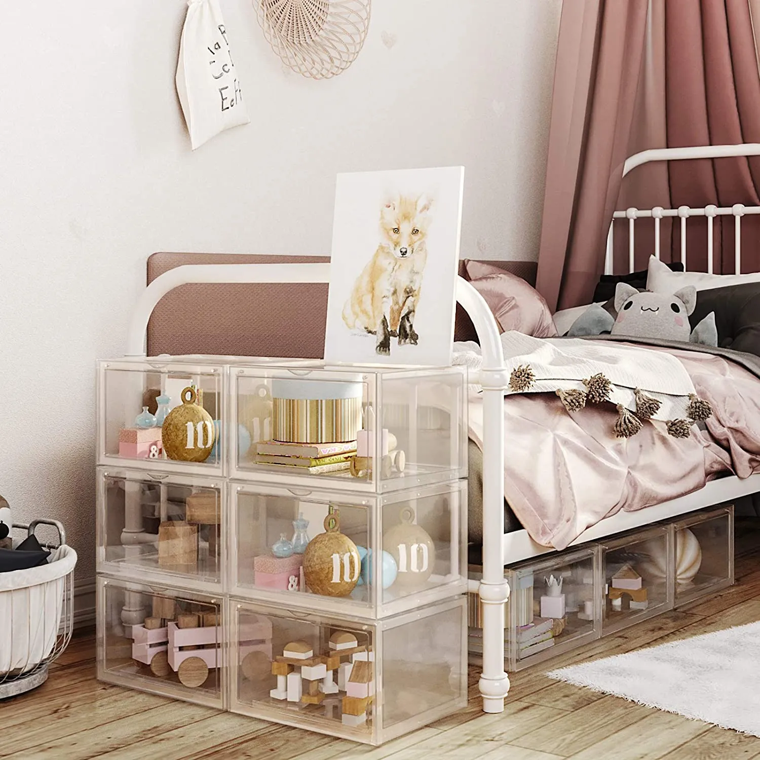 New Set of 6 Transparent Shoe Storage Organizers, Stackable and Foldable by Songmics! Also great for organizing other items, not just for shoes!! Retails $125 