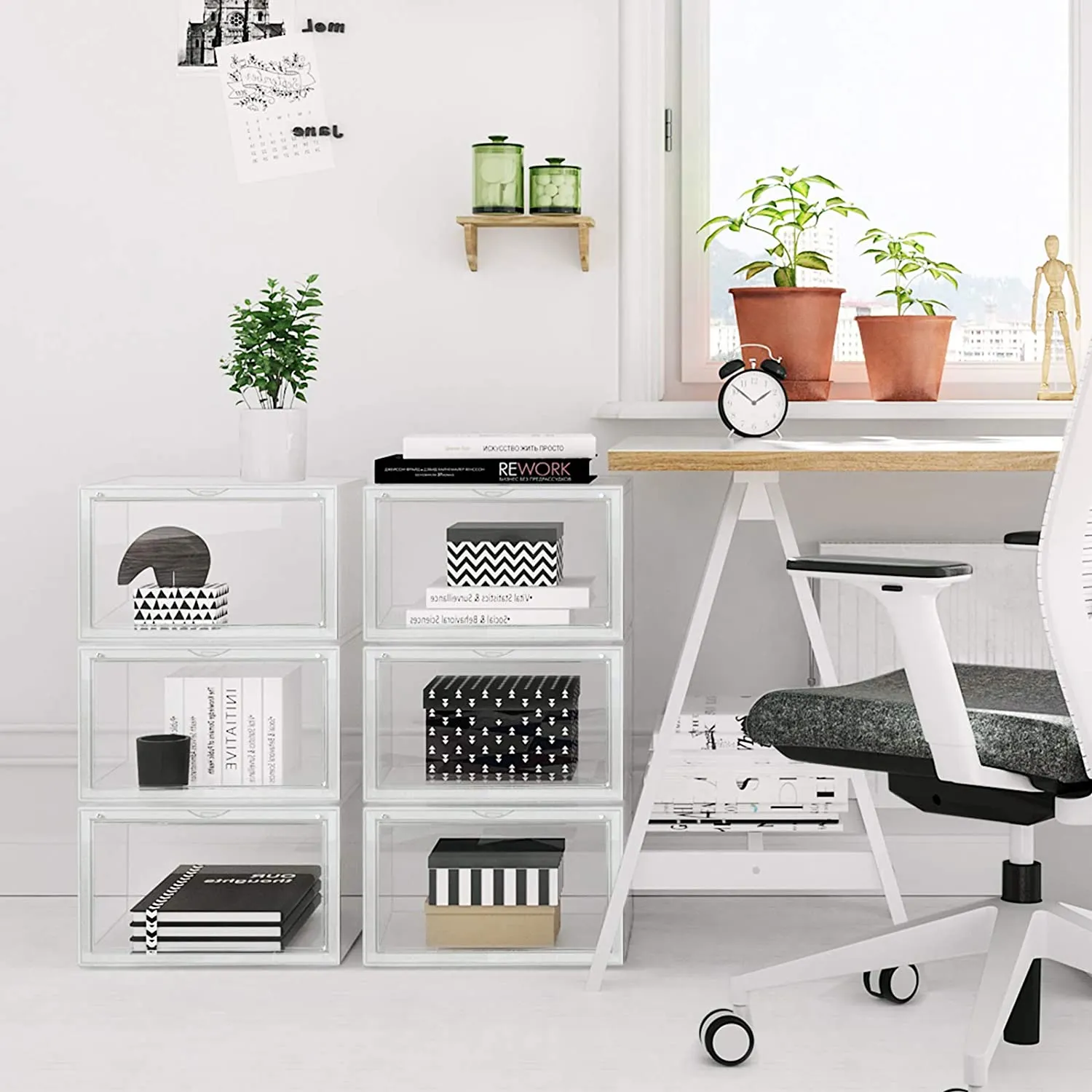 New Set of 6 Transparent Shoe Storage Organizers, Stackable and Foldable by Songmics! Also great for organizing other items, not just for shoes!! Retails $125 