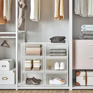 New Set of 6 Transparent Shoe Storage Organizers, Stackable and Foldable by Songmics! Also great for organizing other items, not just for shoes!! Retails $125 
