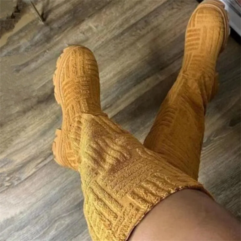 New Women Thick-soled Thick-heeled Warm Boots Women Towel Cotton Boots Motorcycle Boots
