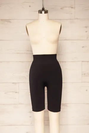 Noci Black | Seamless Ribbed Biker Shorts