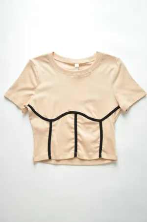 Nude corset shape crop top