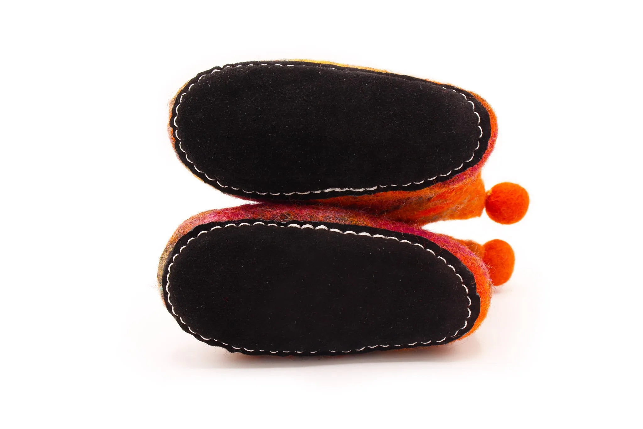 Orangey Hand Felted Wool Baby Booties