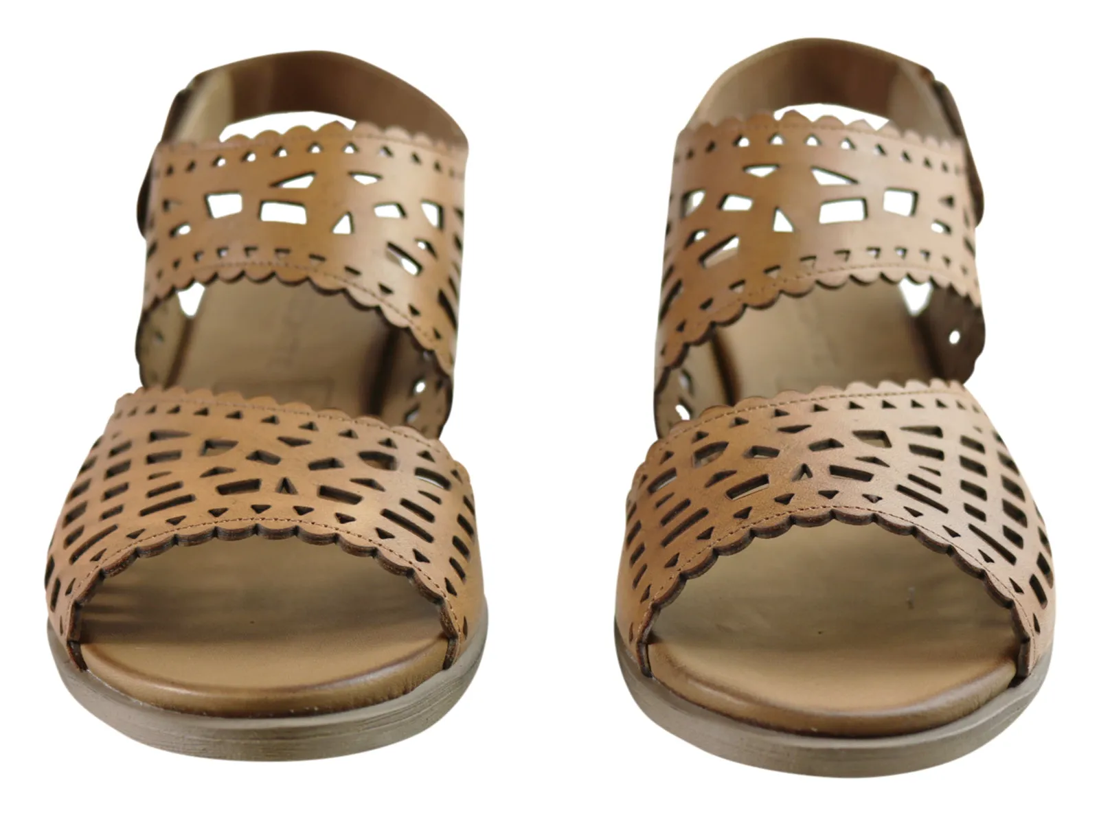 Orizonte Kelvy Womens European Comfortable Leather Low Heel Sandals