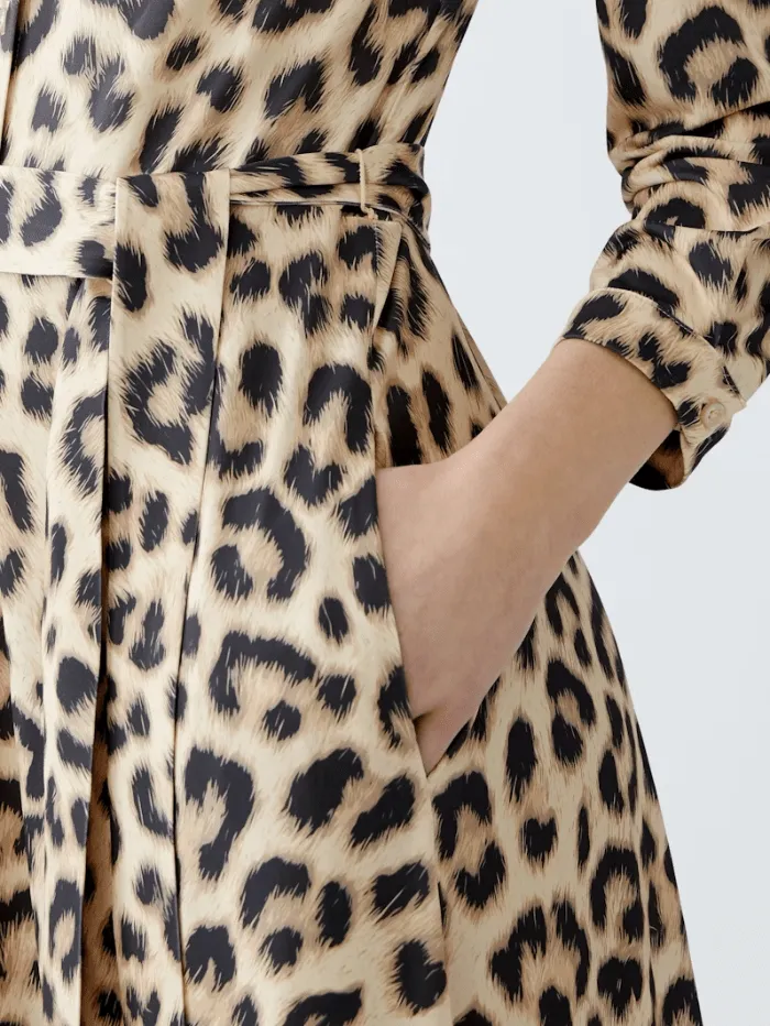 Oui Women's Leopard Print Shirt Dress 92524 Col 0749