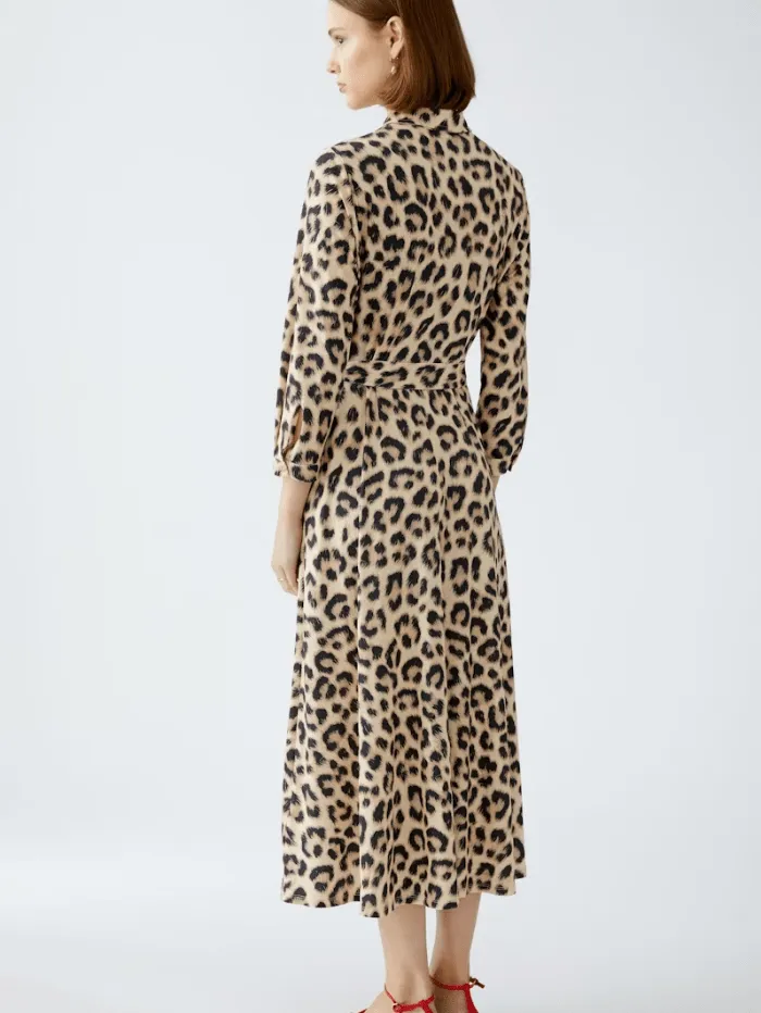Oui Women's Leopard Print Shirt Dress 92524 Col 0749