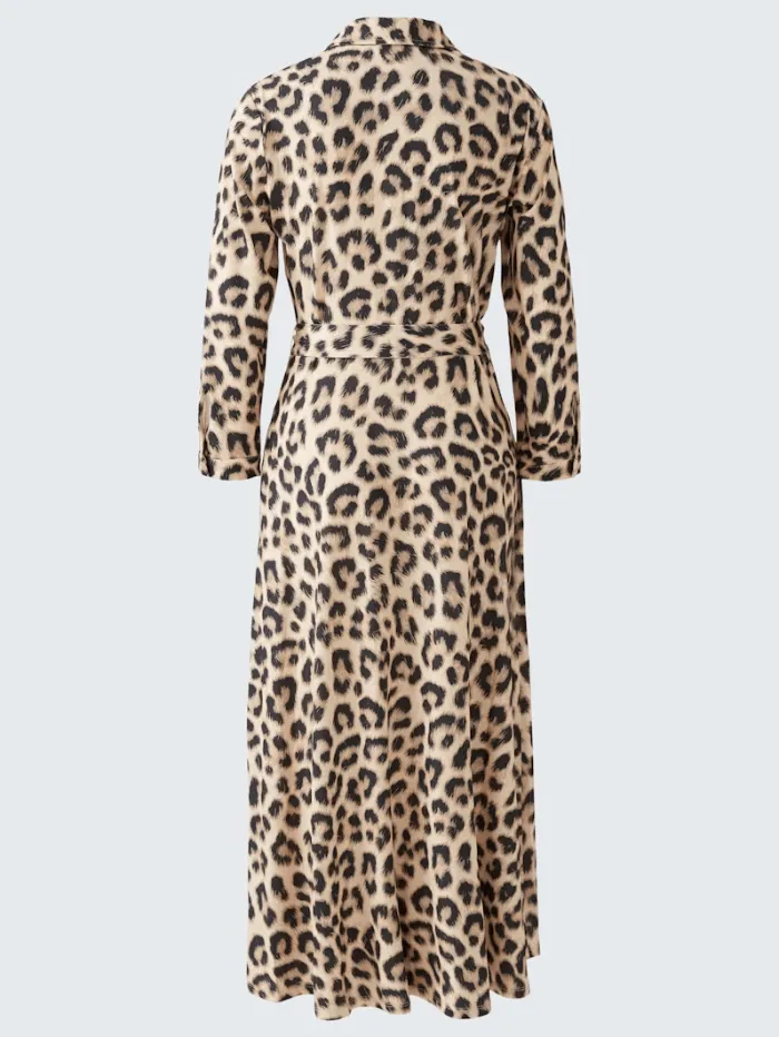 Oui Women's Leopard Print Shirt Dress 92524 Col 0749