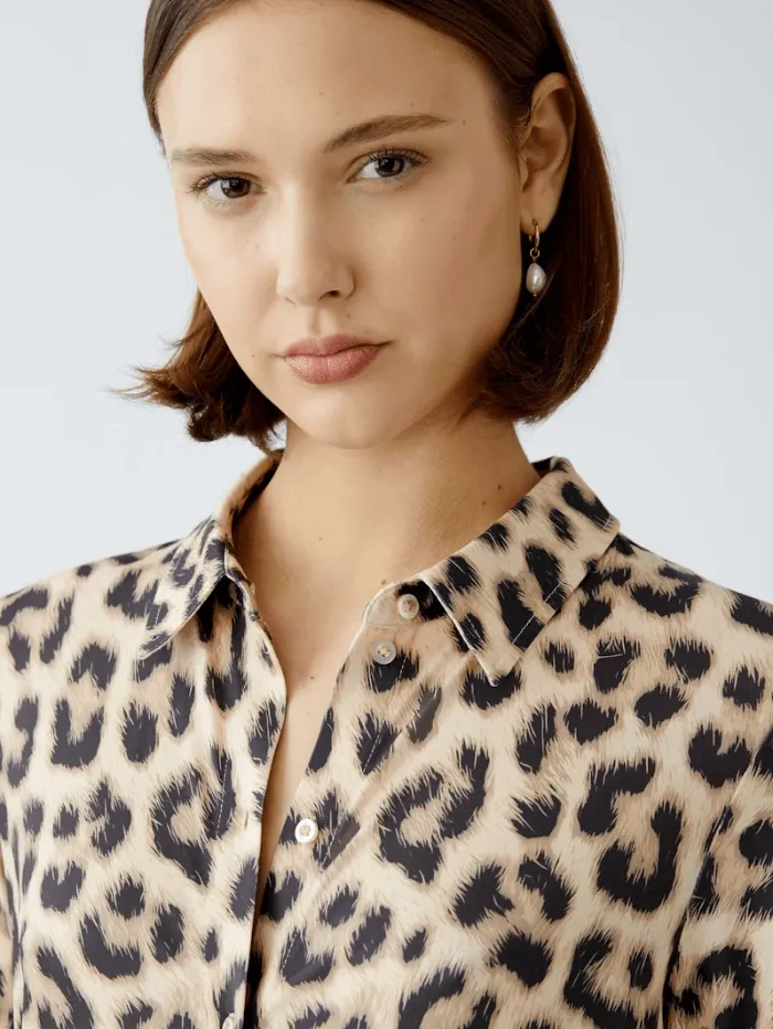 Oui Women's Leopard Print Shirt Dress 92524 Col 0749